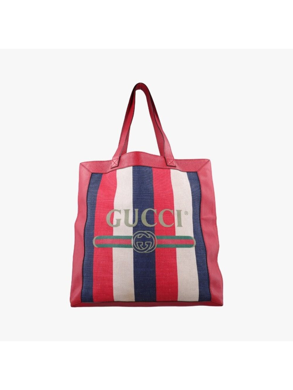 Gucci Print Blue Red Ivory Canvas Leather